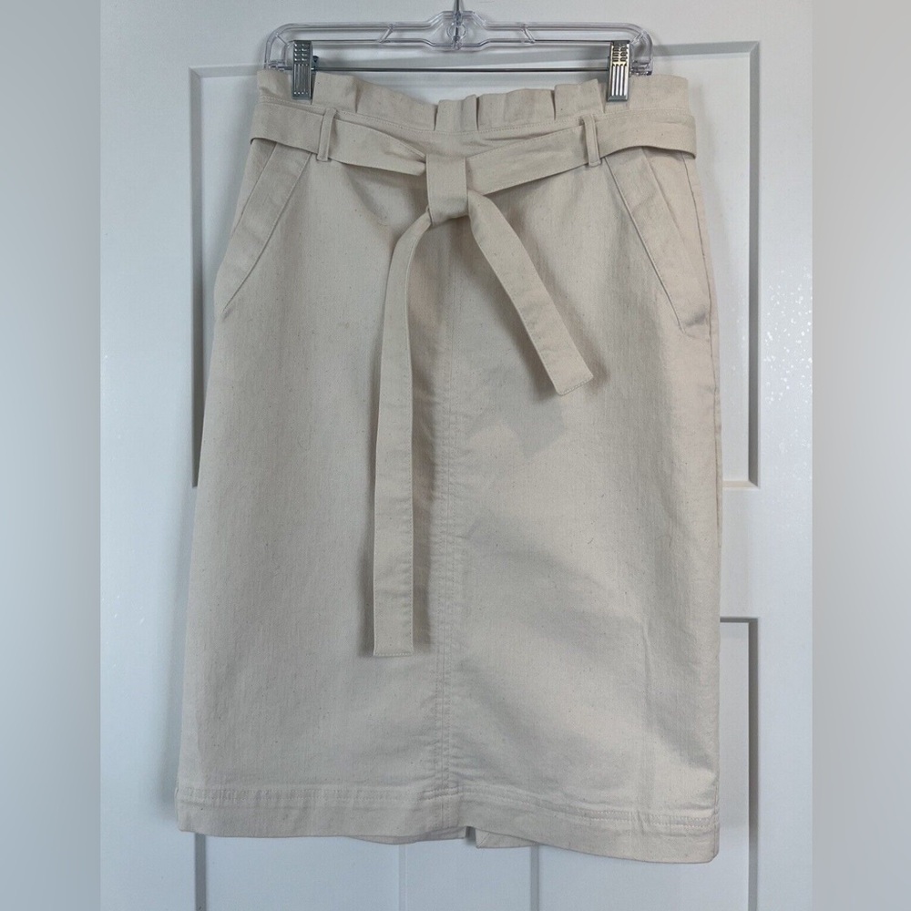 NWOT Banana Republic Tie-Waist Stretch Pencil Skirt, off white size 4